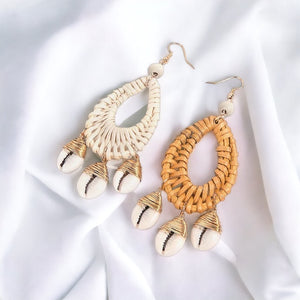 Oval Cowrie Shell Earrings