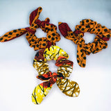 Orange & Yellow Ankara Bunny Ears Scrunchies