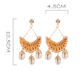 Moon Shape Cowire Shell Earrings.