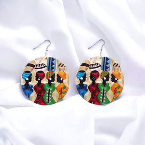 Circle Wooden Traditional Customs Earrings