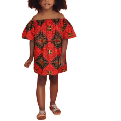 Off Shoulder Girls Dashiki African Print Dress