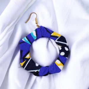 Blue Hexagon African Earrings