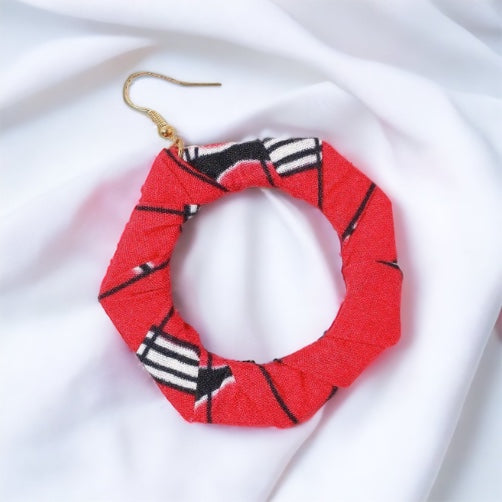 Red Hexagon African Earrings