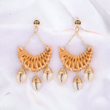 Moon Shape Cowire Shell Earrings.